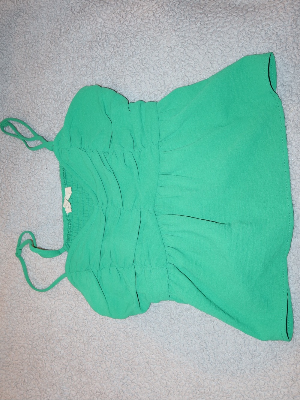Green Spaghetti Strap Peplum Top